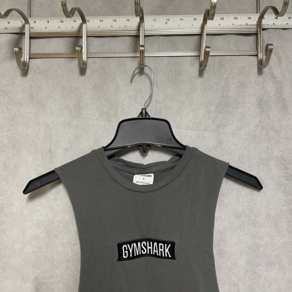 Gymshark Tank Top Men S Gray Central Drop Arm Spell Out Lifting Workout Training